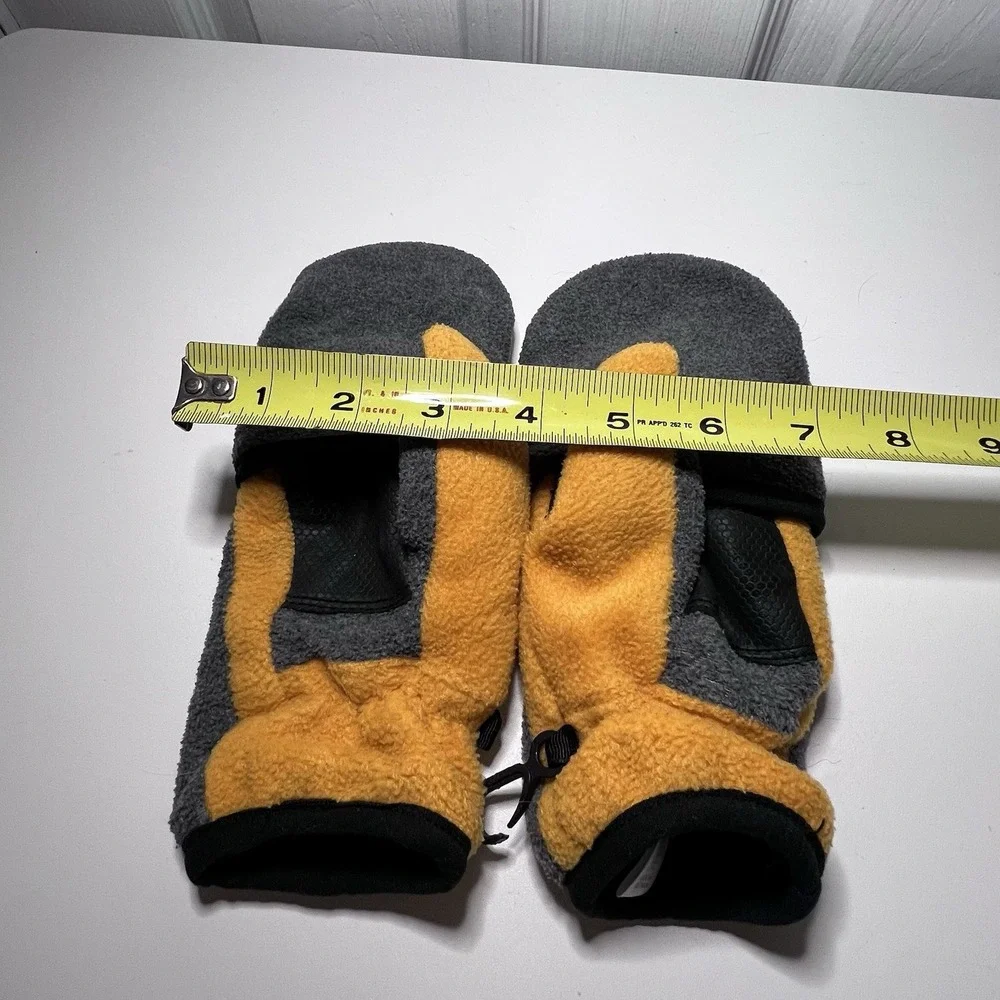 Gap Kids L Yellow Gray Fleece Winter Mittens‎ Fingerless Gloves